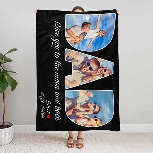 Personalized Photo Blanket Father's Day Heartwarming Gift for Best Dad