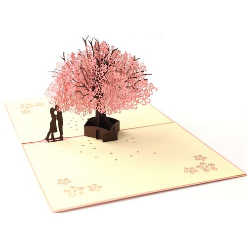 3D Romantische Kirschblüten Pop Up Karte für Paare