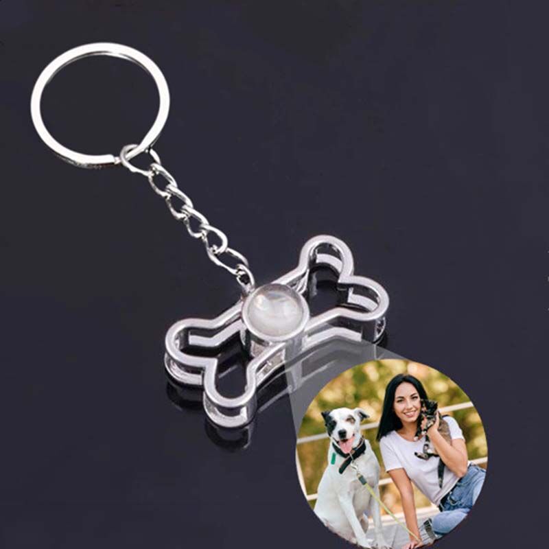 Personalized Pet Projection Keychain Memorial Gift -Bone
