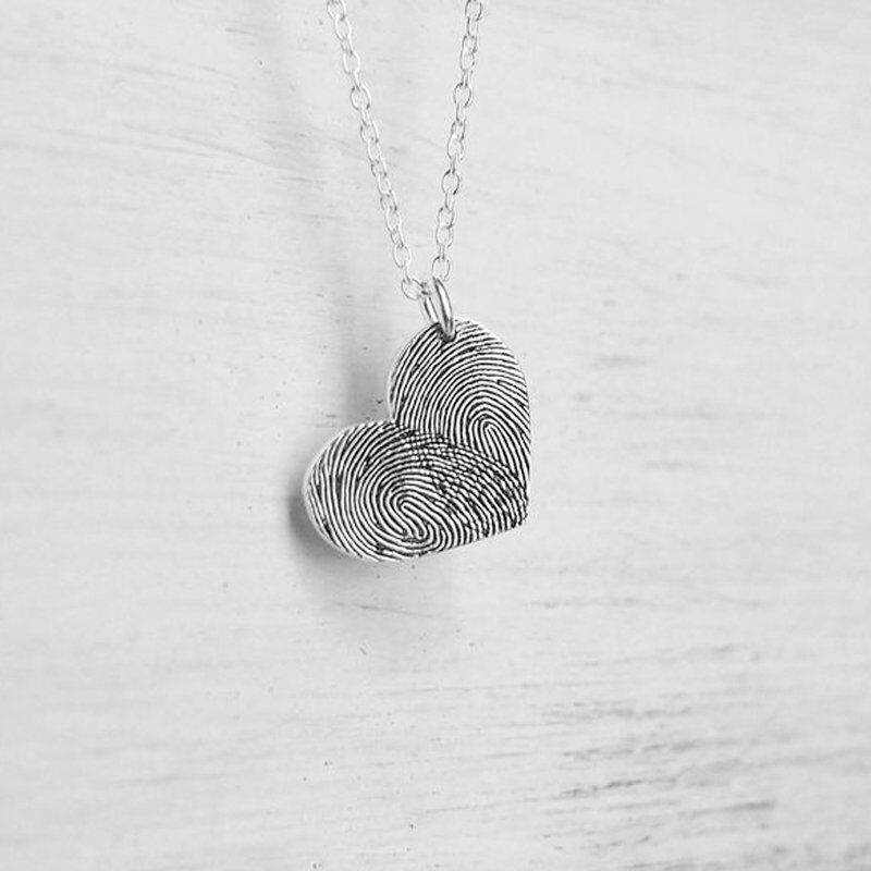 Personalized Fingerprint Heart Necklace - Delicate Personalized Fingerprint Necklace For Her