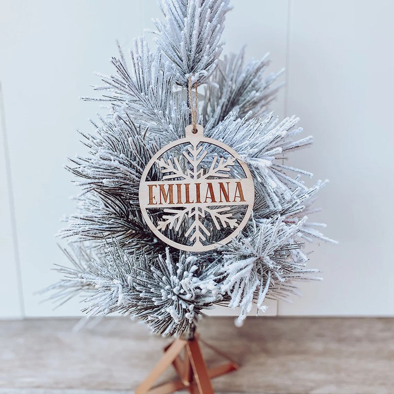 Personalized Name Round Wooden Snowflake Christmas Decoration