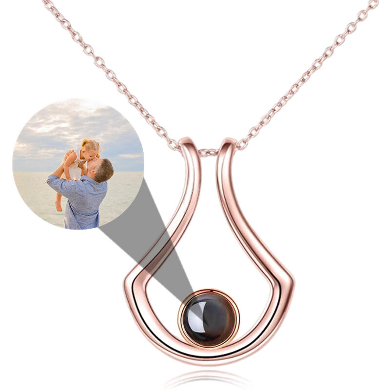 Personalisierte U-förmige Foto Projektion Halskette für Vatertag
