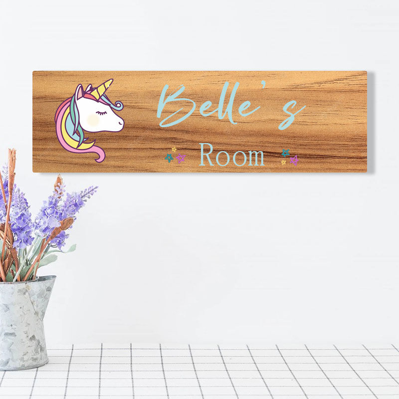 Personalized Unicorn Name Wooden Plaque Birthday Gift for Cute Kid