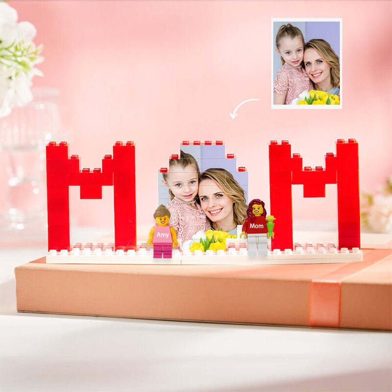 "Mom"Personalized Photo Building Blocks With Minifigures Warm Mother's Day Gift