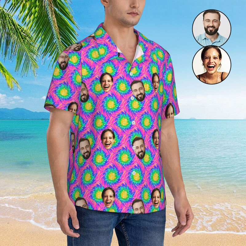 Camisas Hawaianas Personalizadas Tops Morados con Dibujos de Soles de Colores para la Familia