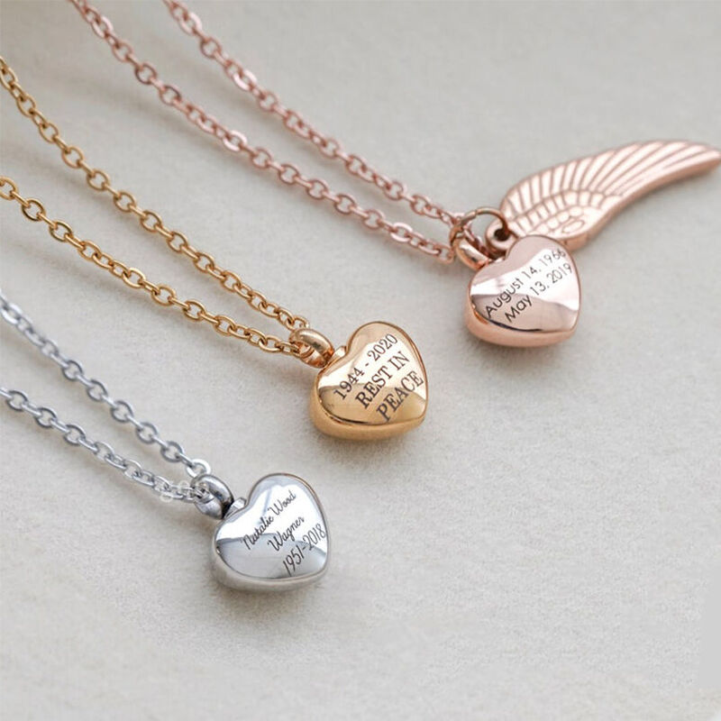 Collana con urna incisa a forma di cuore personalizzata, regalo commemorativo