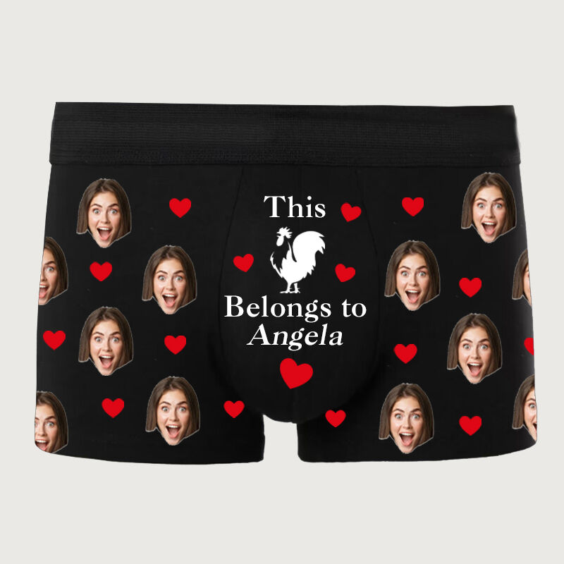 Personalisierte Foto Herrenunterwäsche Boxershorts mit Hahn-Muster Niedliches Geschenk zum Valentinstag