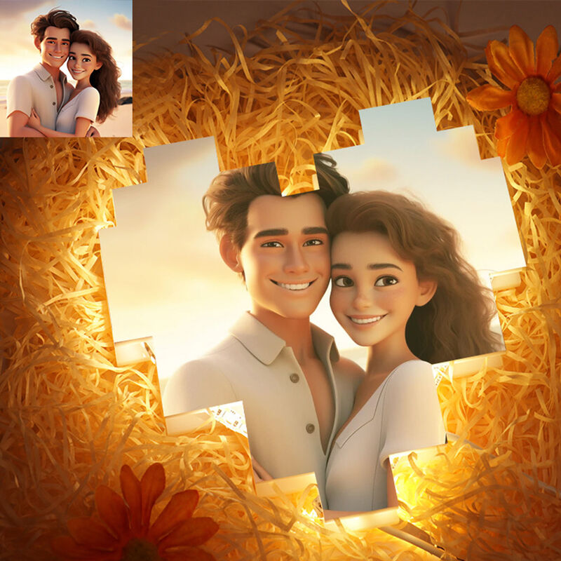 Personalized Acrylic Lamp Custom Cartoon Style Photo Cute Gift for Couples