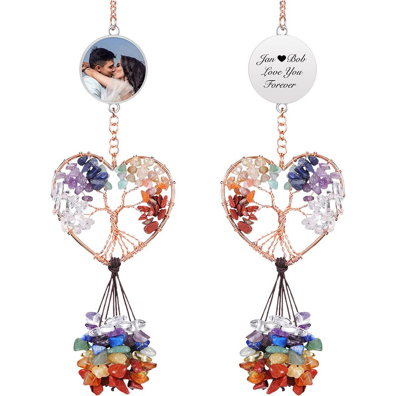 Personalized Crystal Car Hanging Ornament with Photo Tree of Life for Him