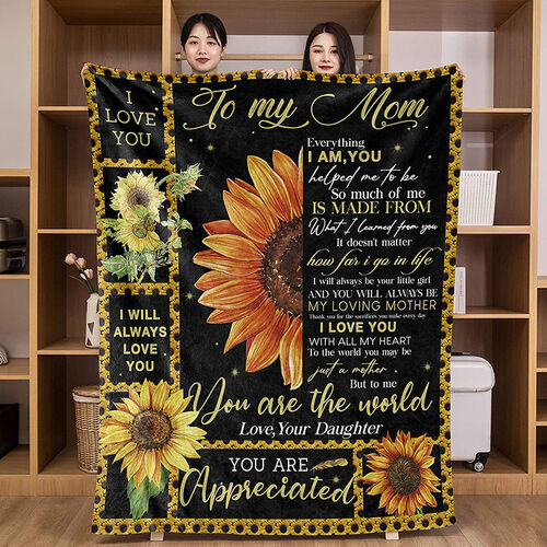 Coperte con Lettere Flanella con Girasole per Mamma