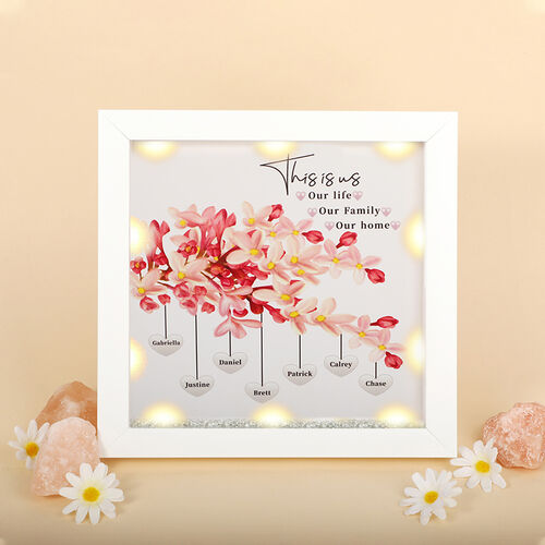 "This is Our Life&Our Family&Our Home" Personalized Night Light Family Tree Frame With Names