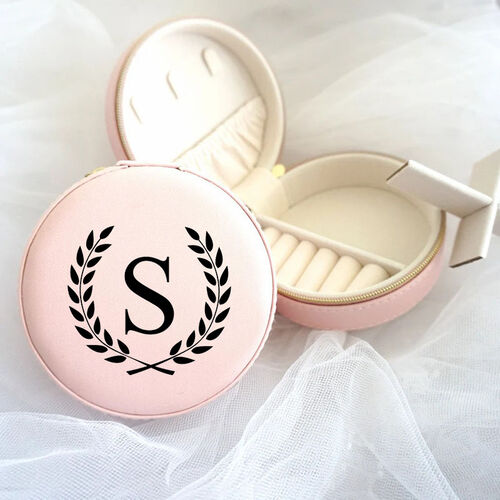 Personalized Jewelry Box Round Custom Letter Unique Valentine's Day Gift