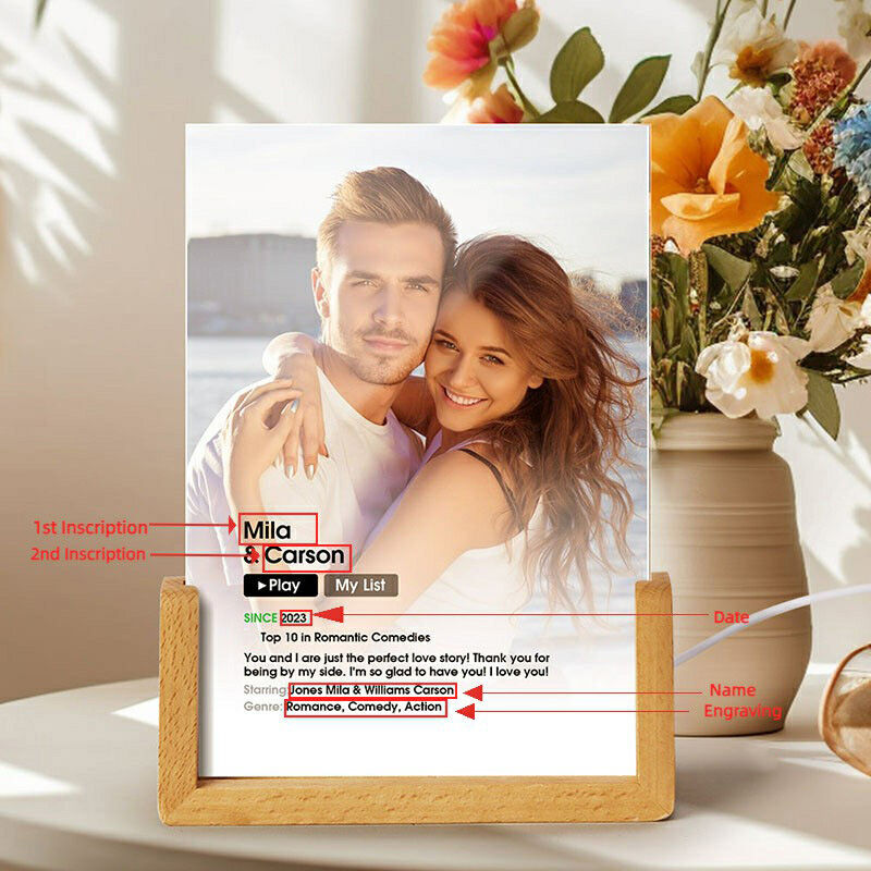 Personalized Picture Acrylic Lamp Stylish Present for Couples