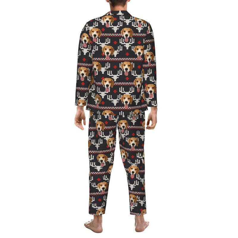 Personalized Pajamas Custom Photo Reindeer Pixel Pattern Design Perfect Christmas Gift for Loved One