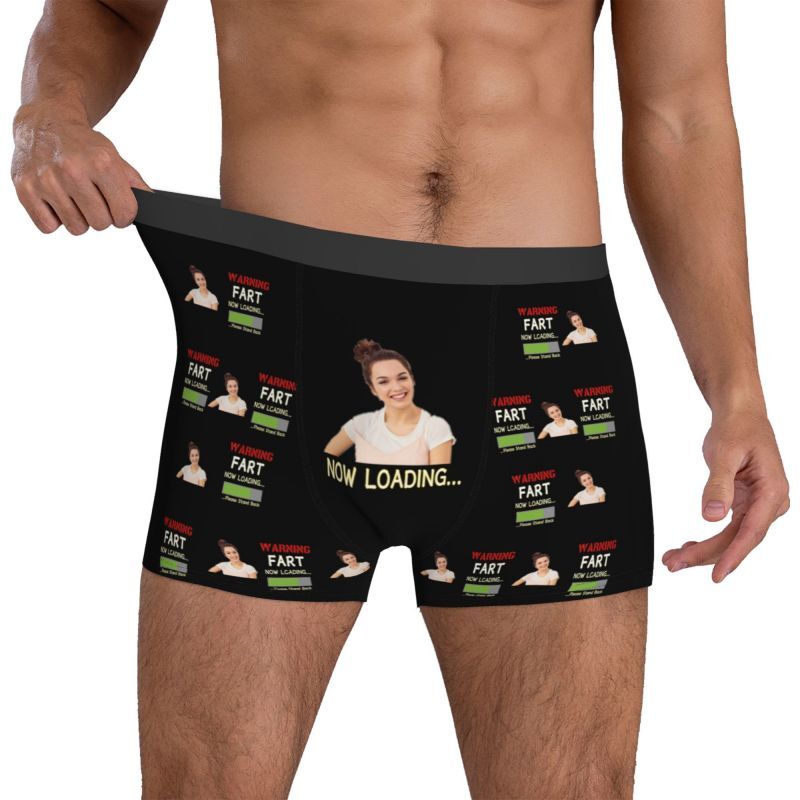 Personalisierte Foto-Männer-Unterwäsche Boxer Shorts Lustiges Geschenk für Freund "Jetzt wird geladen"