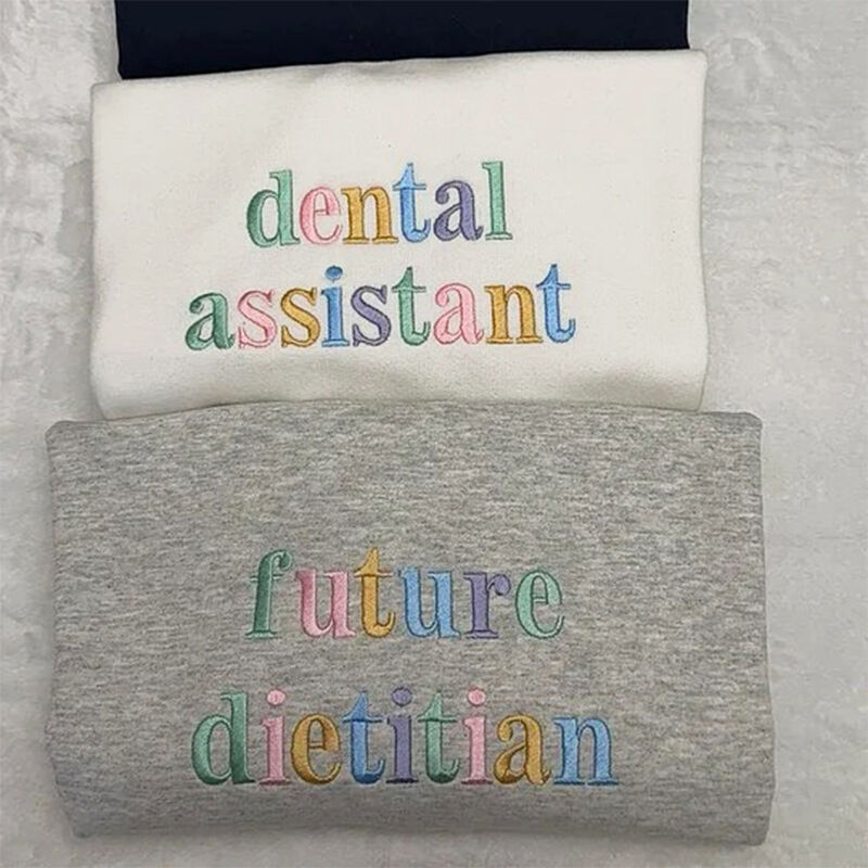 Personalized Sweatshirt Embroidered Custom Profession Pastel Colors Design Perfect Gift for Loved One