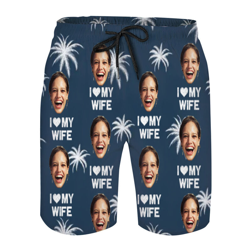 Pantaloncini da spiaggia da uomo personalizzati con foto e motivo alberi Regalo prezioso per il marito