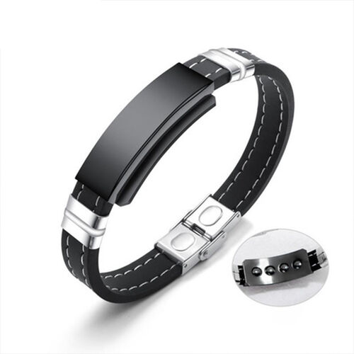 Gravur Armband für Männer Edelstahl und Silikon