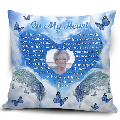 "In My Heart" Custom Photo Pillow