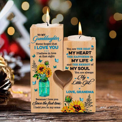 "My Heart My Life My Soul"Candle Holder for Granddaughter