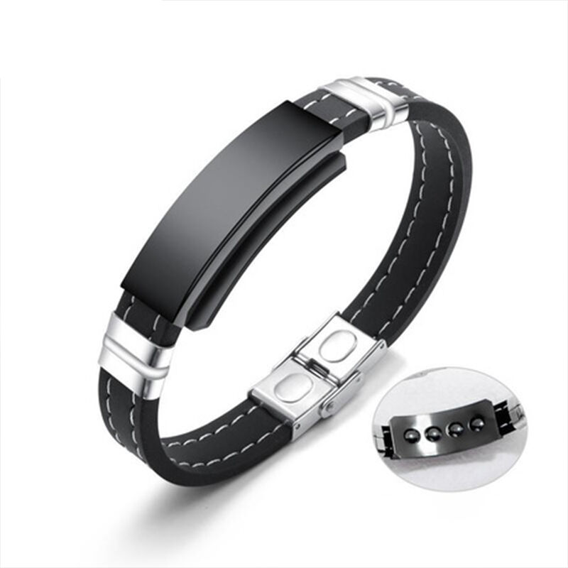 "His History" Personalized Bracelet For Men Stainless Steel and Silicone Band
