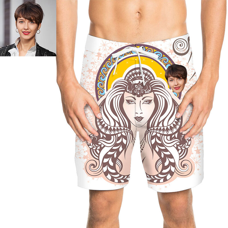 Custom Face Goddess Men's Beach Shorts