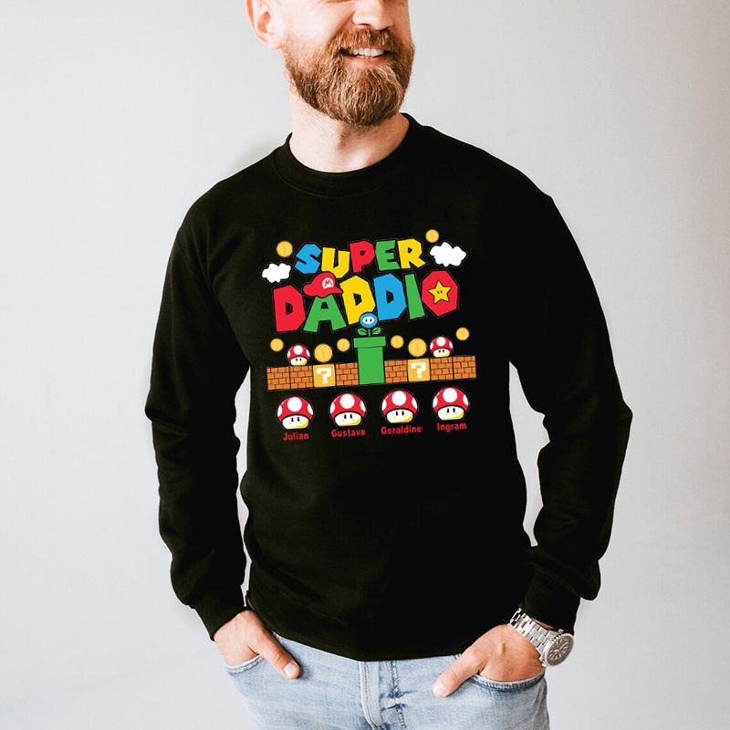 Personalized Mario Sweatshirt with Custom Name Special Gift for Super Daddy
