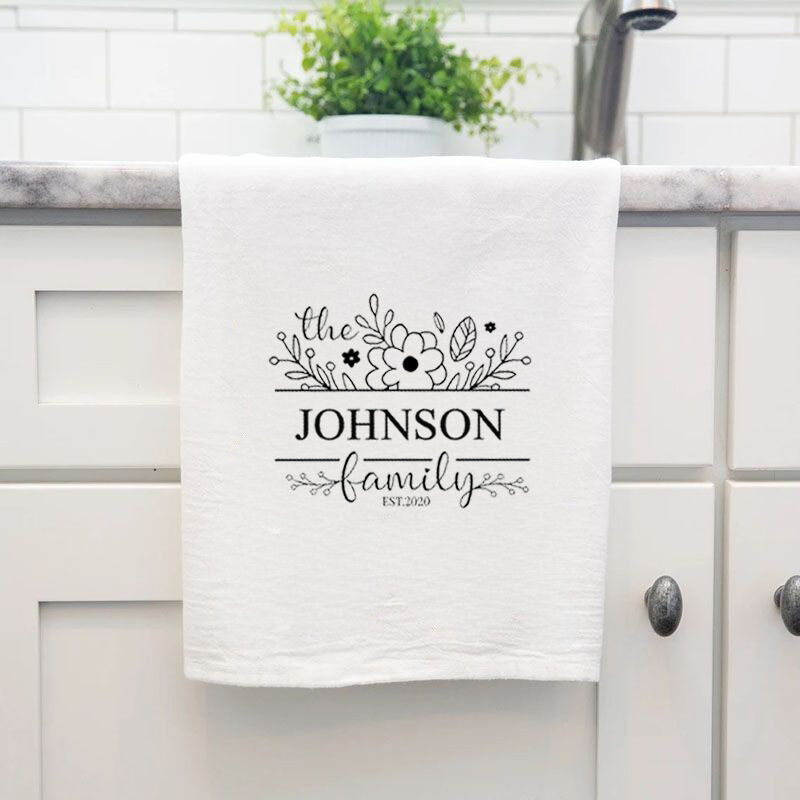 Personalized Towel with Custom Name Adorable Flower Pattern Design Gift for Family