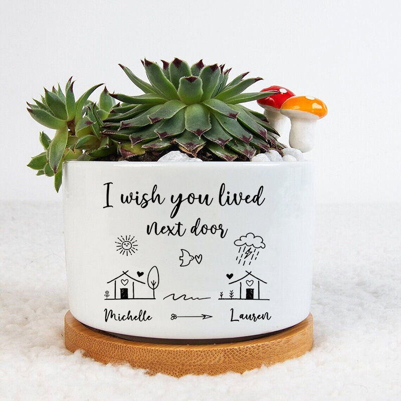 Personalized Name Flower Pot with House Pattern Creative Gift for Her