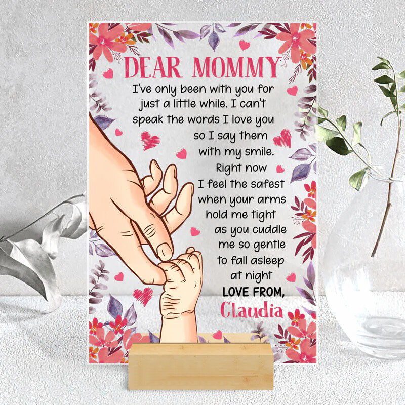 Personalized Acrylic Plaque Hold Your Hand with Love Letters Design Gift for Dear Mom