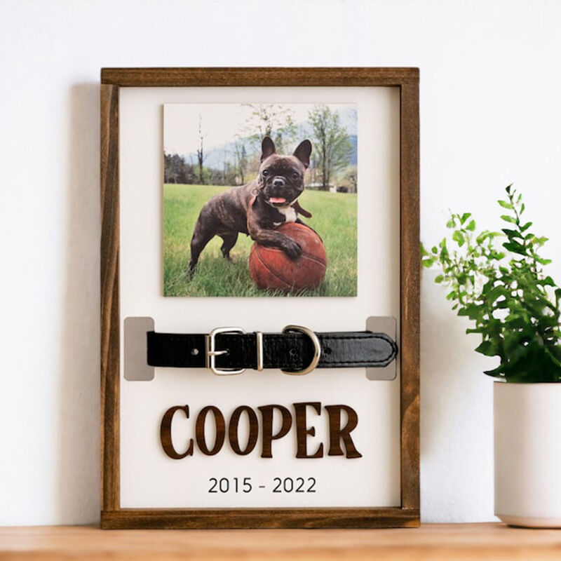 Personalized Pet Collar Photo Frame Memorial Gift For Dogs