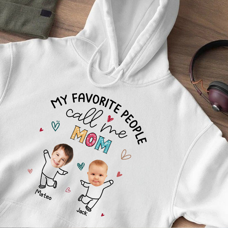 Personalisierte Hoodie Meine Lieblingsleute nennen mich Mama mit benutzerdefinierten Fotos niedliches Geschenk für Muttertag