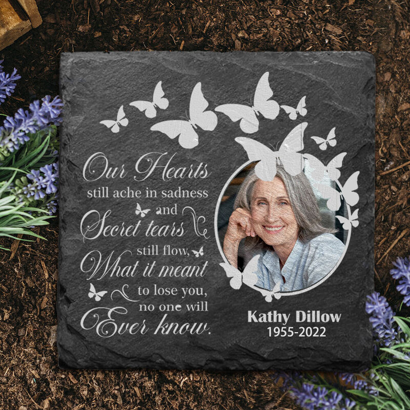 Personalized Memorial Stone with Butterfly Pattern Human Grave Marker for Loss