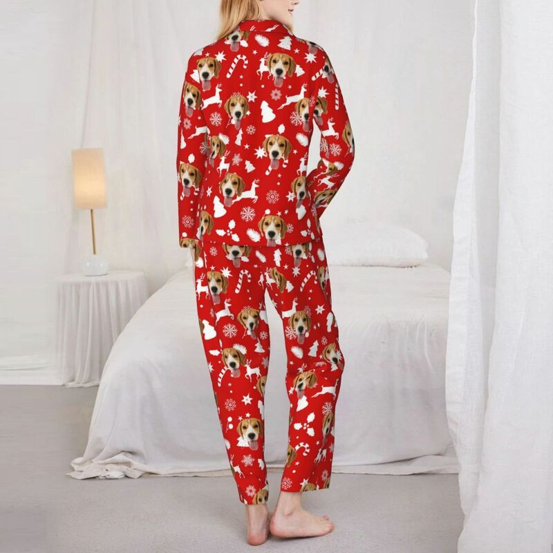 Personalisierte Pyjamas mit individuellem Foto Weihnachtselemente Niedliches Symbol Design Attraktives Geschenk für sie