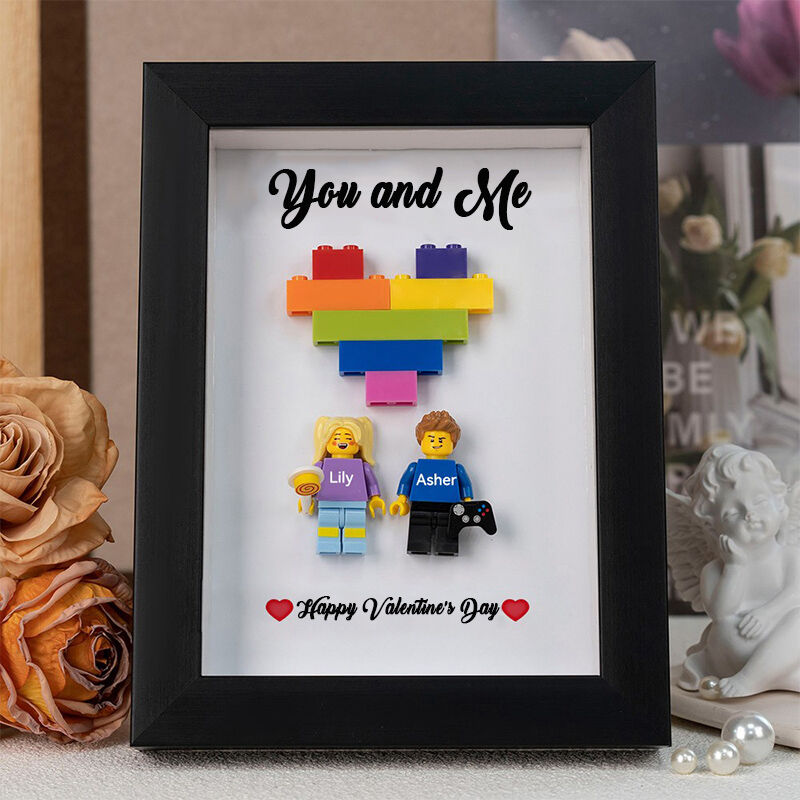 Personalisierter Minifigur - Foto - Rahmen, Herzbausteine Valentinstagsgeschenk