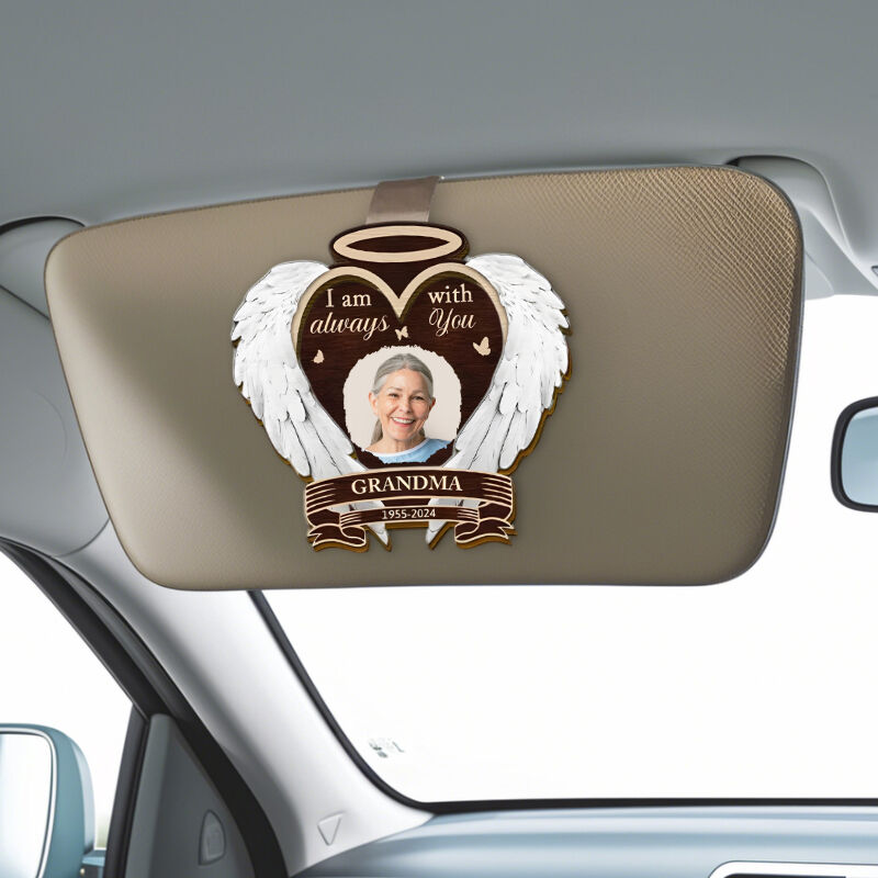 Custom Car Visor Clip with Feather Wings Sympathy Gift Memorial Gift for Grandparents
