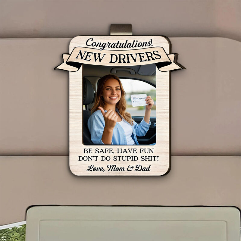 Customized Car Visor Clip with New Driver Photo Mini Photo Frame as a Celebration Gift for Friends