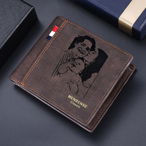 Personalisierte Herren Trifold Foto Geldbörse Foto Leder Brieftasche für Männer