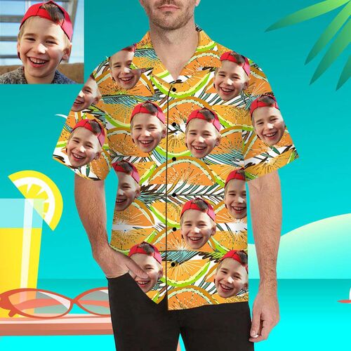 Individuelles Gesicht Orange Herren Hawaii Hemd/Shirt
