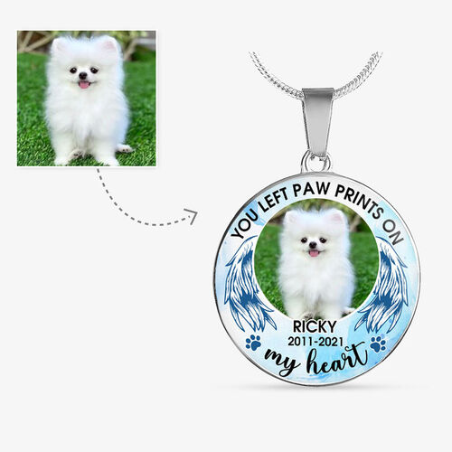 "You Left Paw Prints On Our Hearts" Luxury Pet Memorial Necklace Gift for Pet Lovers