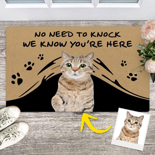 “No Need To Knock” Personalized Pet Photo Doormat