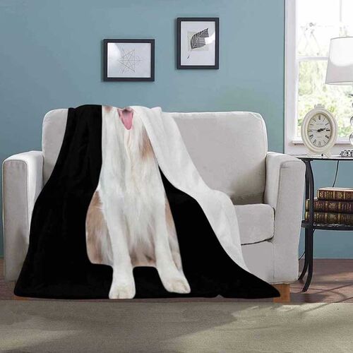 Personalized Dog Portrait Throw Blanket With Text