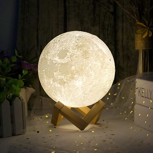 Lampe de lune avec lettre d'amour Cadeau chaleureux de maman et papa à leur fille Touchez 2 couleurs