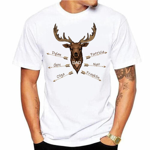 Personalized T-shirt Brown Deer Pattern with Custom Name Father's Day Gift