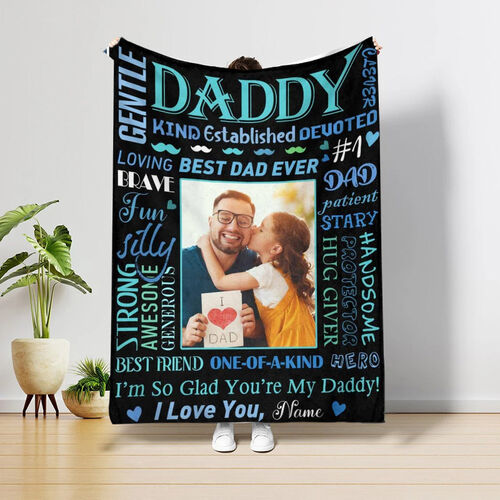 Coperta con foto e nome personalizzati Regalo perfetto per il papà "Sono così felice che tu sia il mio papà".