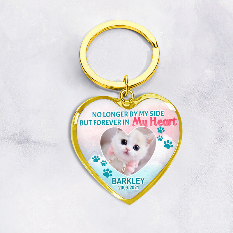 "No Longer By My Side But Forever In My Heart" Luxury Pet Memorial Keychain