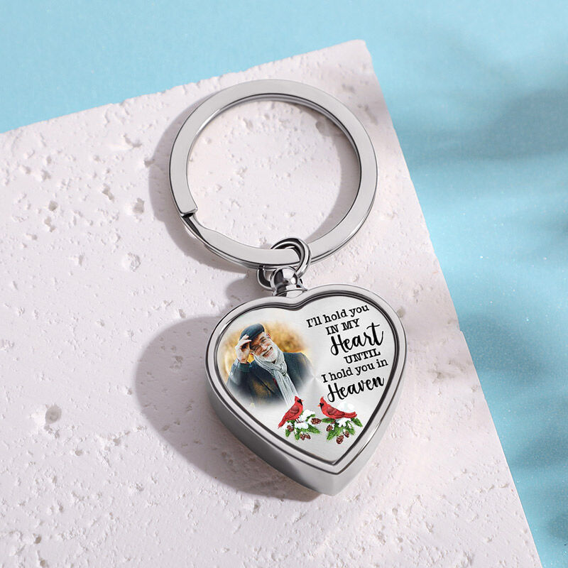 Hold You in My Heart Till Hold You in Heaven Custom Picture Memorial Urn Keychain