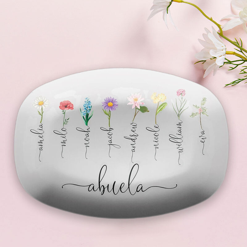 Custom Birthflower And Name Plate Amazing Gift for Family