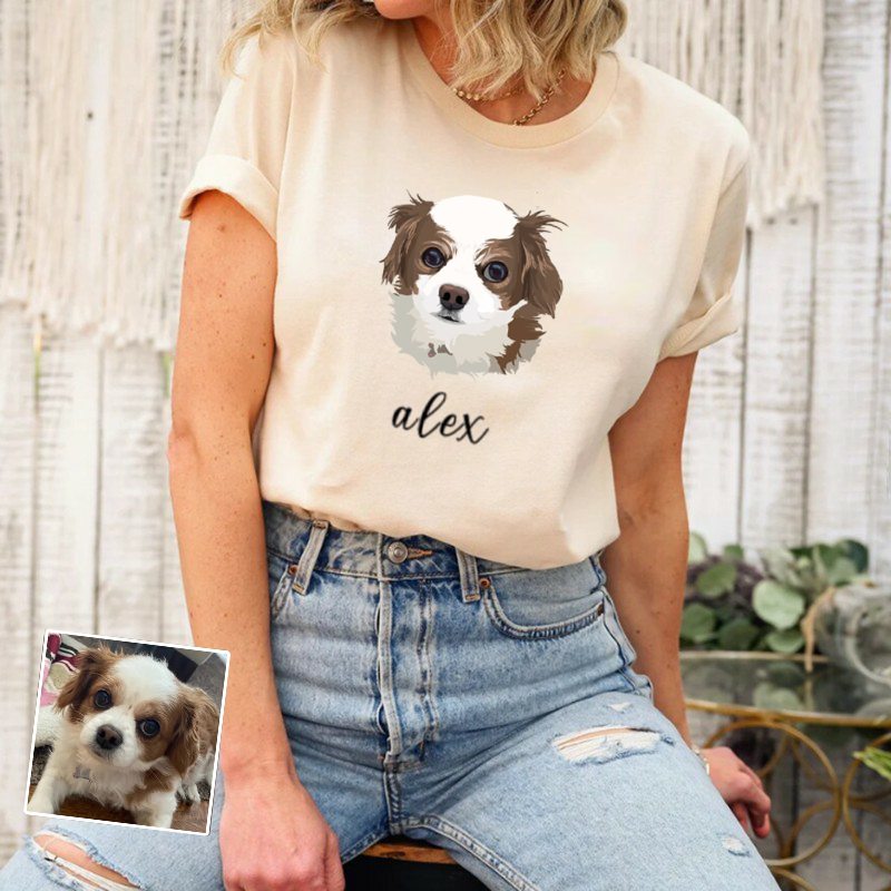 Camiseta personalizada con foto de perro y nombre para mamá