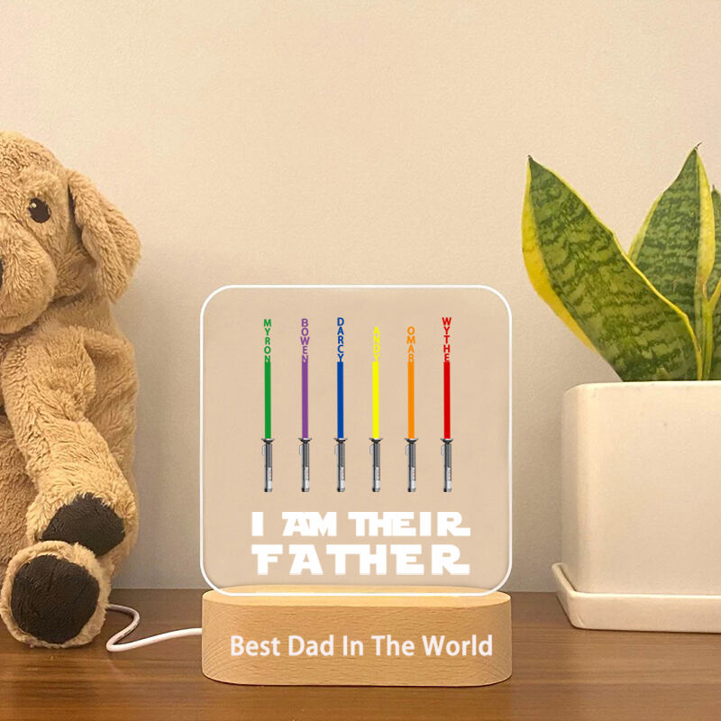 Personalized Acrylic Plaque Lamp with Custom Name Lightsaber for Father's Day